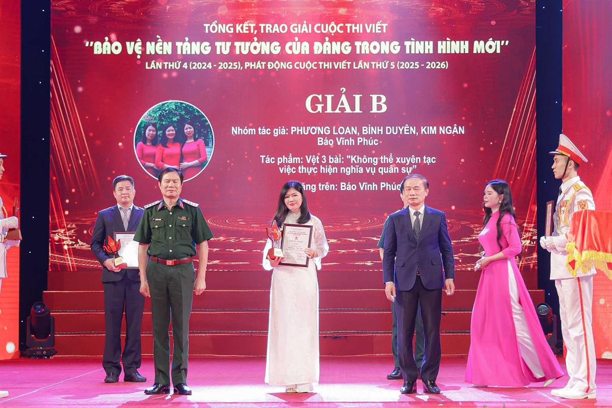 Báo Vĩnh Phúc đạt giải B Cuộc thi viết “Bảo vệ nền tảng tư tưởng của Đảng trong tình hình mới” lần thứ 4